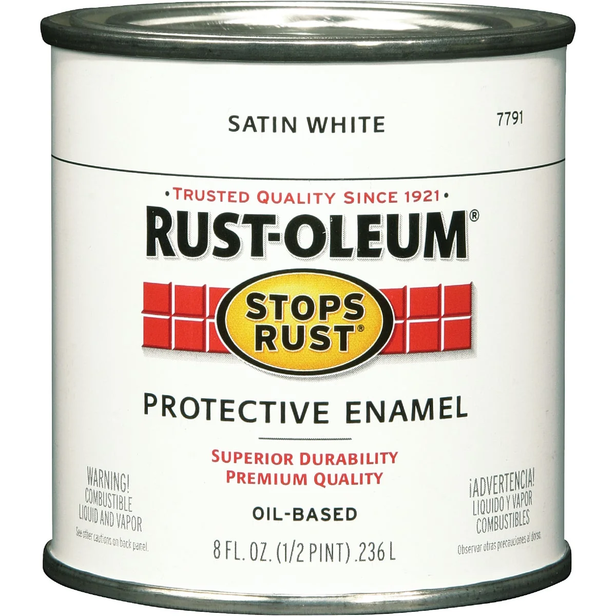 Carefully Designed Rust-Oleum Stops Rust Oil Based Satin Protective Rust Control Enamel White 1 2 Pt. User-Friendly
