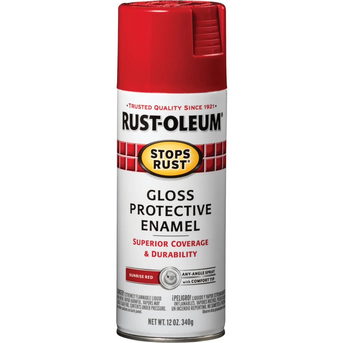 Green Rust-Oleum Stops Rust Sunrise Red Gloss 12 Oz. Anti-Rust Spray Paint User-Friendly