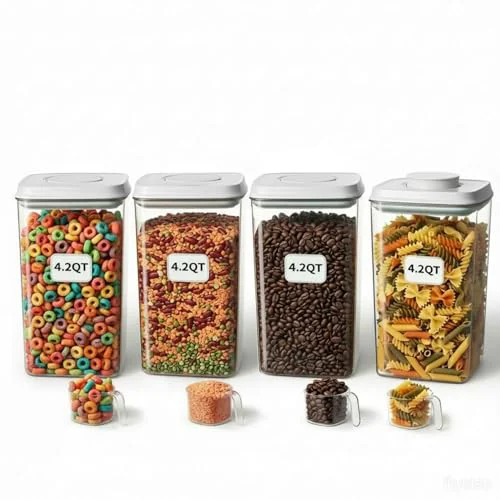 Enhanced 4 Pcs Large Pop Airtight Food Storage Containers Set with Lids 4 Count Long-Lasting
