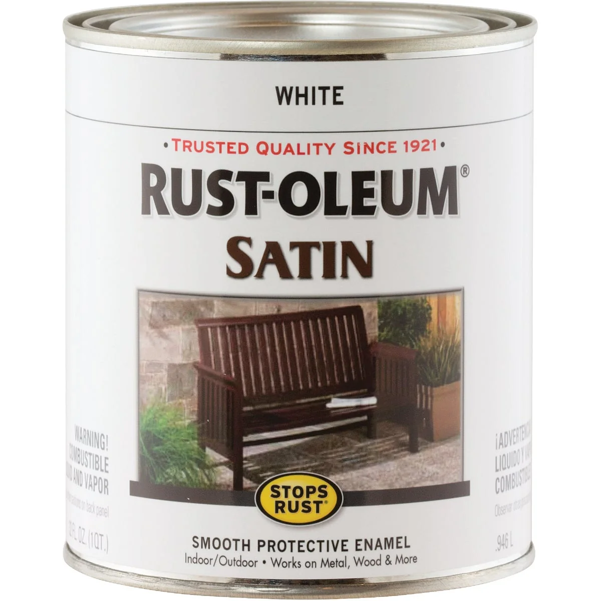 Dependable Rust-Oleum Stops Rust Oil Based Satin Protective Rust Control Enamel White 1 Qt. Comfortable