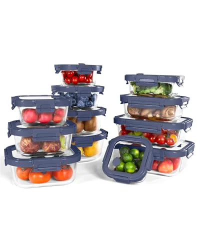 Elegant 12 Pack Glass Containers with Tempered Lids 12 Count Specialty