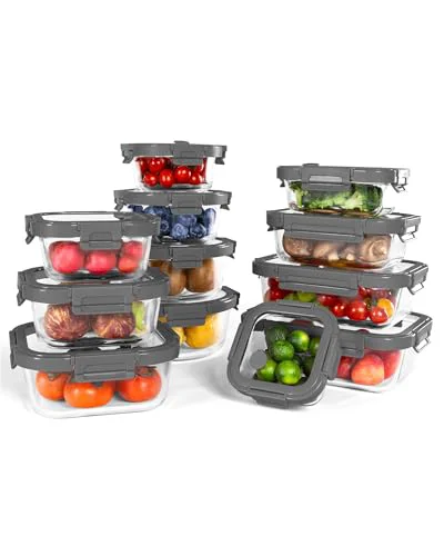 Flexible 12 Pack Glass Containers with Tempered Lids 12 Count Classic