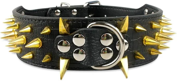 Official Serijoars Spiked Studded Dog Collar PU Leather Dog Collar Adjustable Pet Unique