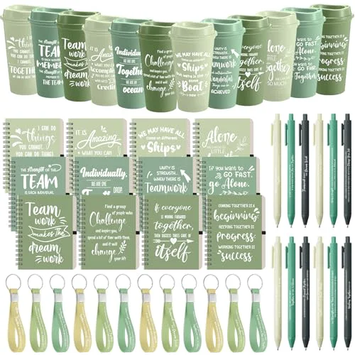 Flexible 12 Set 48 Pcs Team Appreciation Gift Set Inspirational Employee Appreciation Gift Bulk 16 oz Coffee Cups with Team Notebook Pen Keychains for Staff Teacher 12 Count Superior