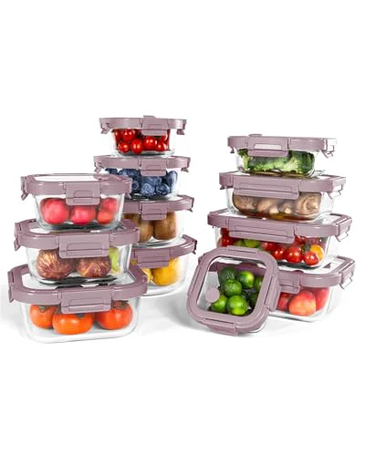 Functional 12 Pack Glass Containers with Tempered Lids 12 Count Easy-to-Use