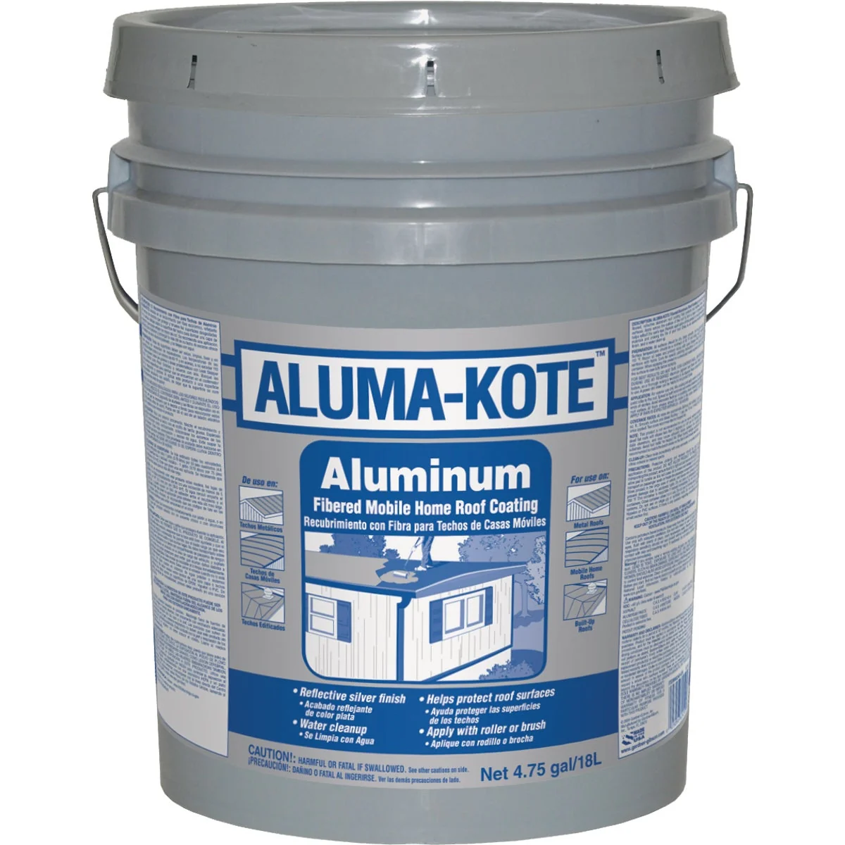 Smooth Gardner Aluma-Kote 5 Gal. Aluminum Fibered Mobile Home Roof Coating Classic