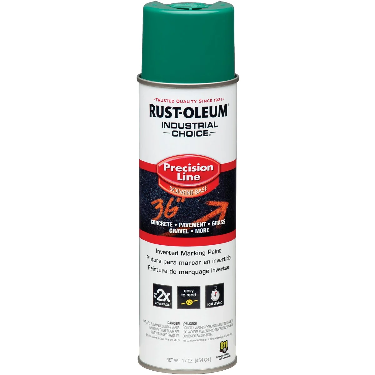Official Rust-Oleum Industrial Choice Safety Green 17 Oz. Inverted Marking Spray Paint Practical