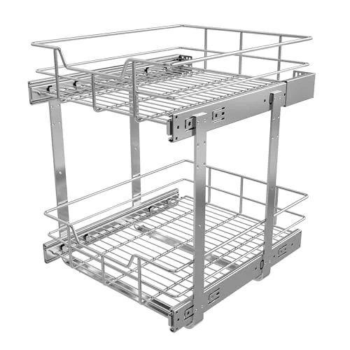 Reliable 2 Tier Pull Out Cabinet Organizer 15 W X 17 D Versatile