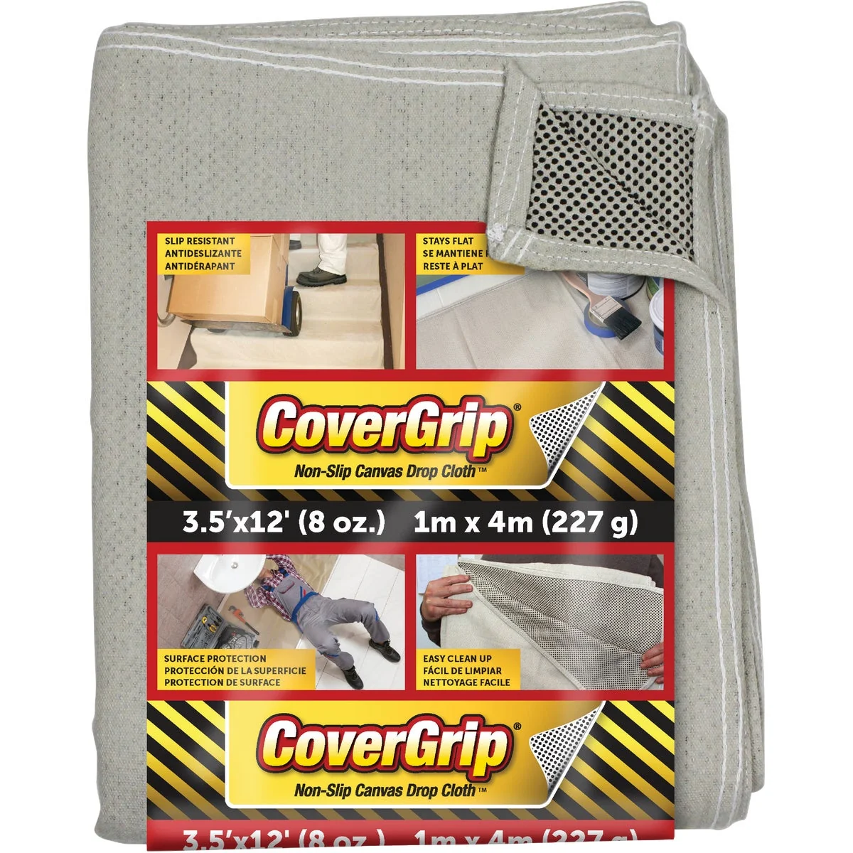 Elegant CoverGrip 3.5 Ft. x 12 Ft. 8 Oz. Non-Slip Safety Drop Cloth Prestigious
