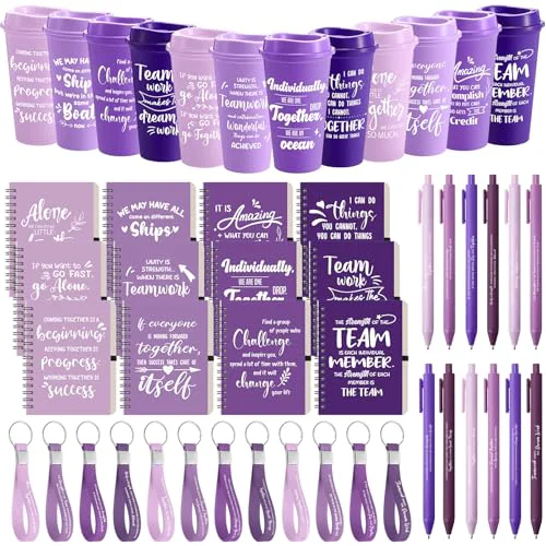 Optimized 12 Set 48 Pcs Team Appreciation Gift Set Inspirational Employee Appreciation Gift Bulk 16 oz Coffee Cups with Team Notebook Pen Keychains for Staff Teacher 12 Count Exceptional