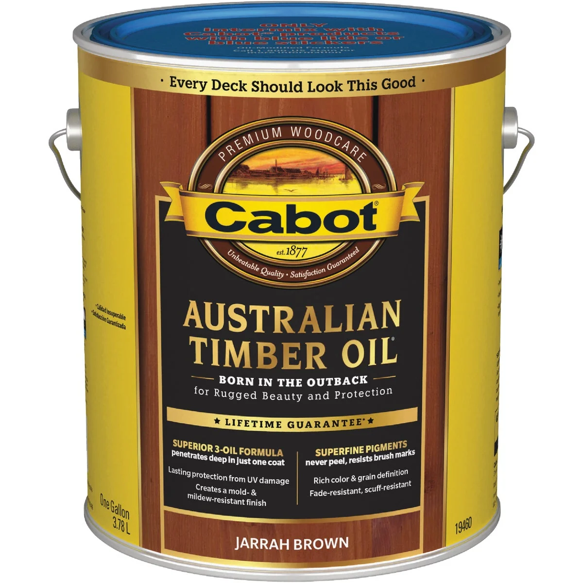 Modern Cabot Australian Timber Oil Water Reducible Translucent Exterior Oil Finish Jarrah Brown 1 Gal. Enhanced