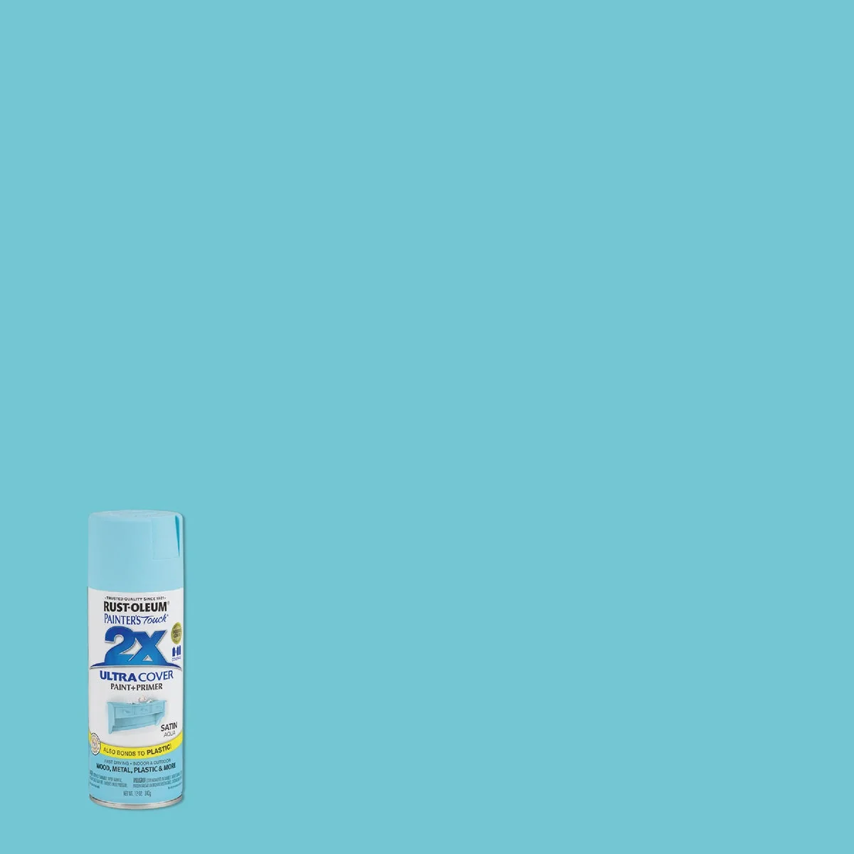 Traditional Rust-Oleum Painter's Touch 2X Ultra Cover 12 Oz. Satin Paint Primer Spray Paint Aqua Elite