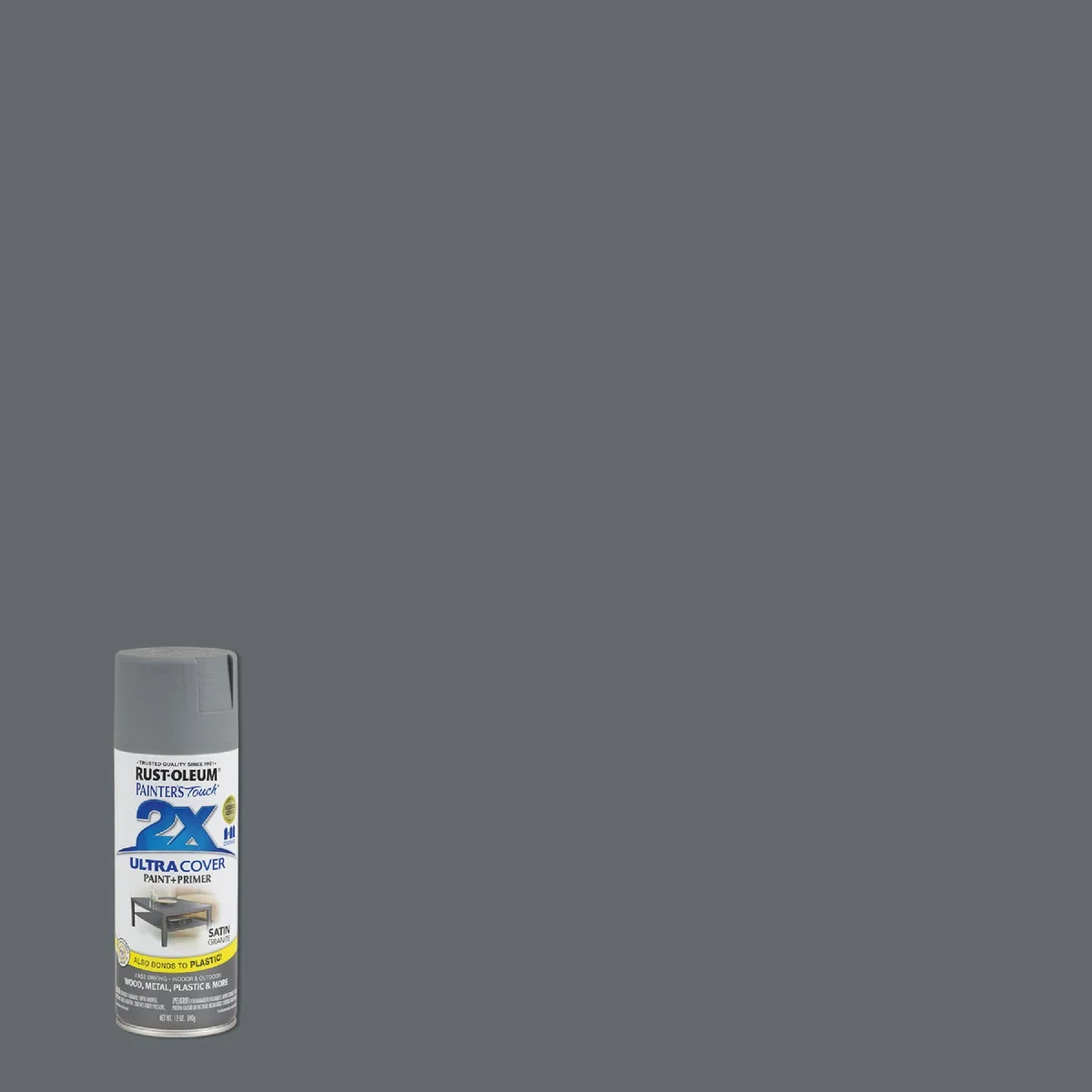 Fine Rust-Oleum Painter's Touch 2X Ultra Cover 12 Oz. Satin Paint Primer Spray Paint Granite Verified