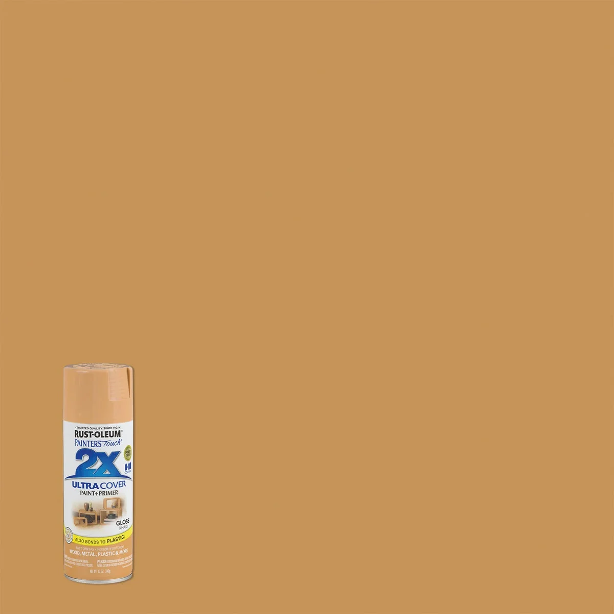 Secure Rust-Oleum Painter's Touch 2X Ultra Cover 12 Oz. Gloss Paint Primer Spray Paint Khaki Sustainable