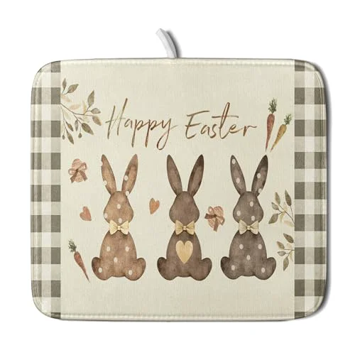 Elegant Happy Easter Dish Drying Mat for Countertop World-Class
