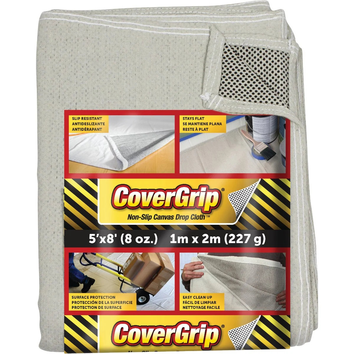 Recyclable CoverGrip 5 Ft. x 8 Ft. 8 Oz. Non-Slip Safety Drop Cloth Responsible