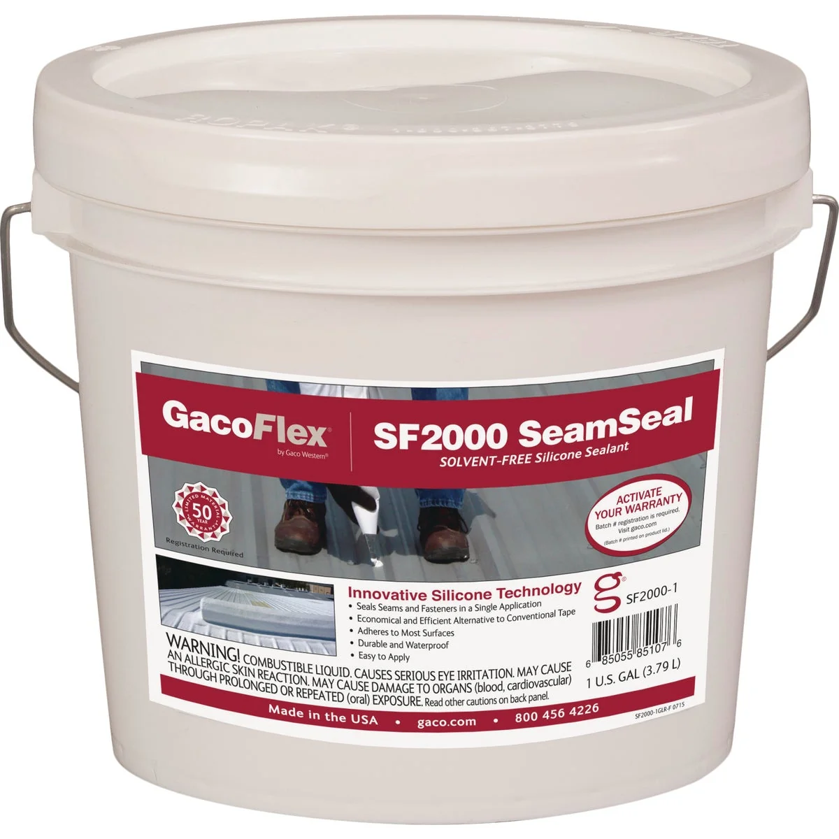 Advanced GacoFlex SeamSeal 1 Gal. White Solvent- Silicone Sealant 193-971 Pure