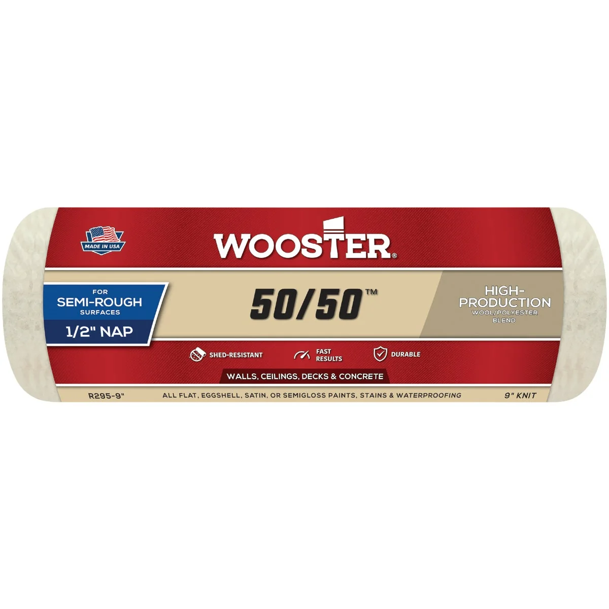 Top-Quality Wooster 50 50 9 In. x 1 2 In. Knit Fabric Roller Cover Versatile