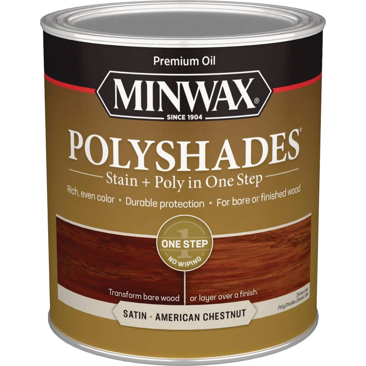 Modern Minwax Polyshades 1 Qt. Satin Stain Finish Polyurethane In 1-Step American Chestnut Detailed
