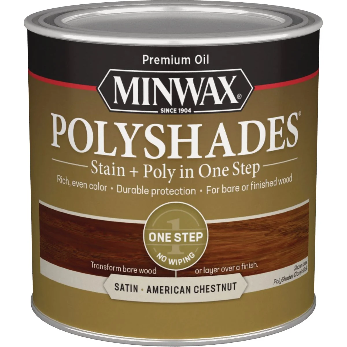 Sustainable Minwax Polyshades 1 2 Pt. Satin Stain Finish Polyurethane In 1-Step American Chestnut Relaxed