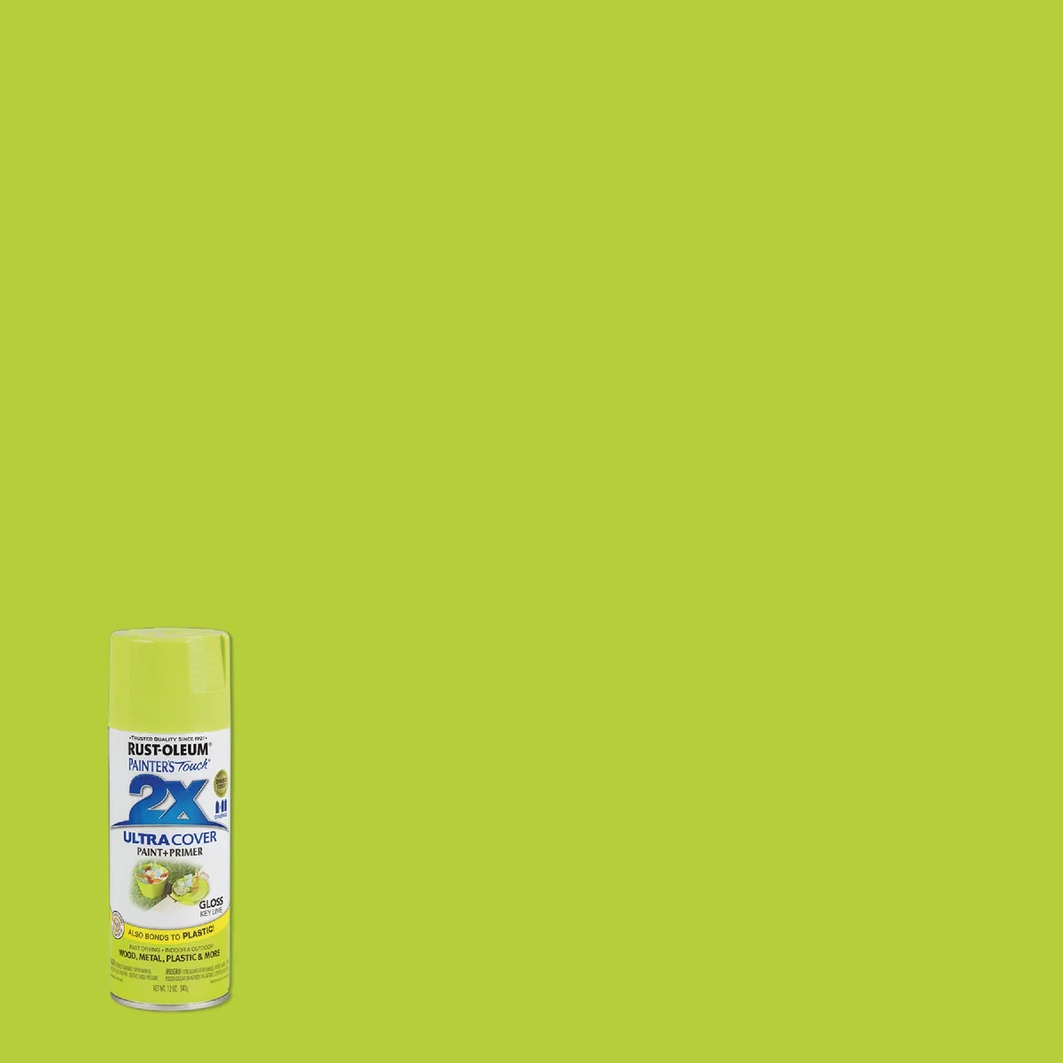 Unique Rust-Oleum Painter's Touch 2X Ultra Cover 12 Oz. Gloss Paint Primer Spray Paint Key Lime Environmentally Friendly