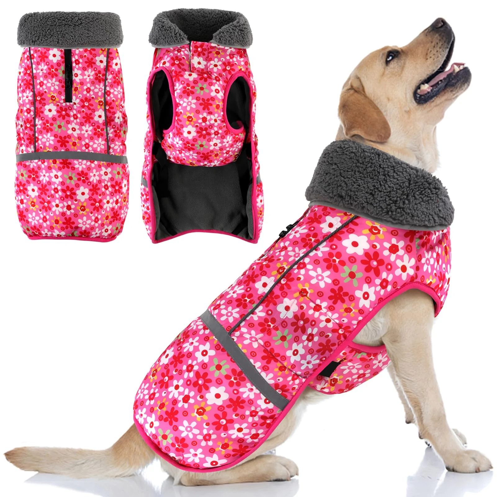 Premium Doglay Waterproof Winter Dog Coat – Reflective Fleece-L lined Jacket Reusable