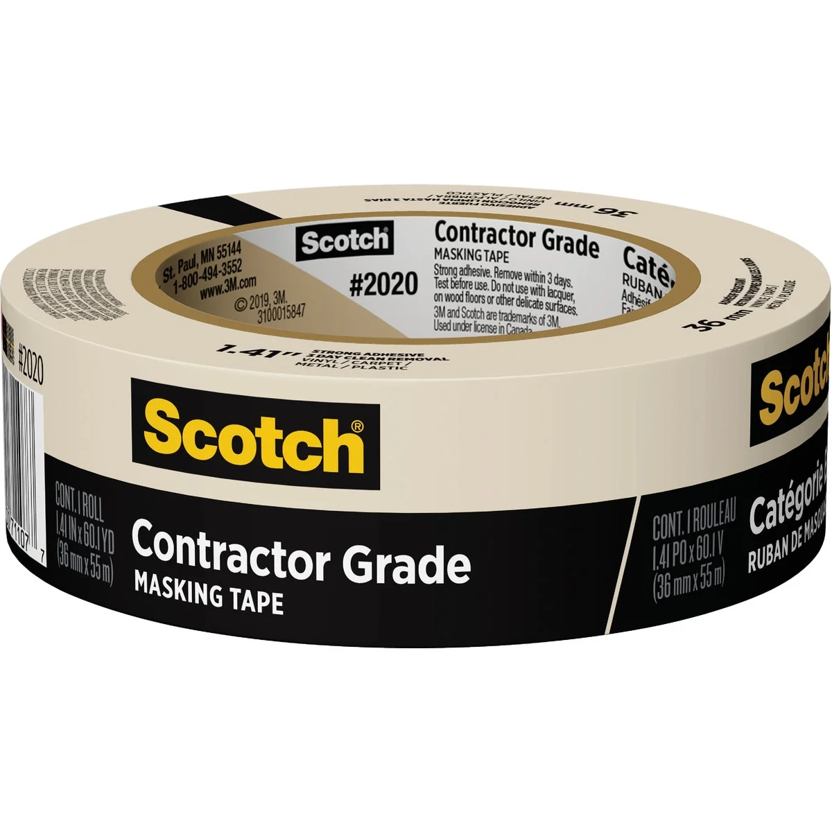 Sustainable 3M Scotch 1.41 In. x 60.1 Yd. Contractor Grade Masking Tape Professional