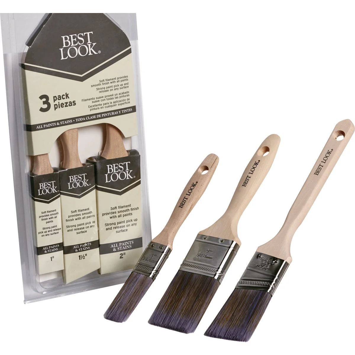 Verified Look Polyester Paint Brush Set 3-Piece Advanced