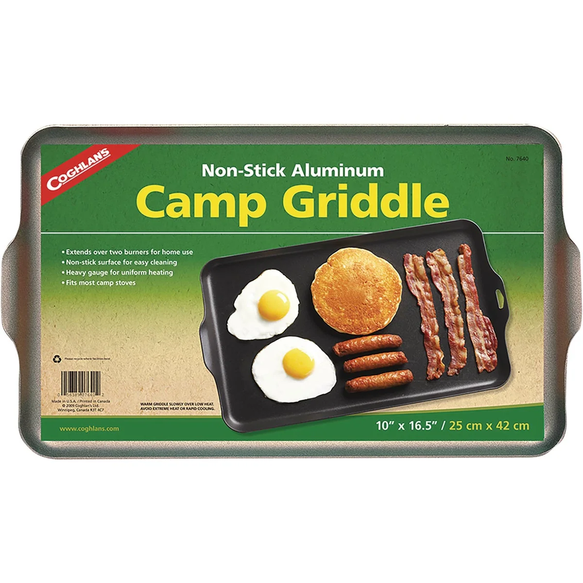Lightweight Coghlans 10 In. x 16.5 In. Non-Stick Aluminum 2-Burner Camp Stove Griddle Versatile