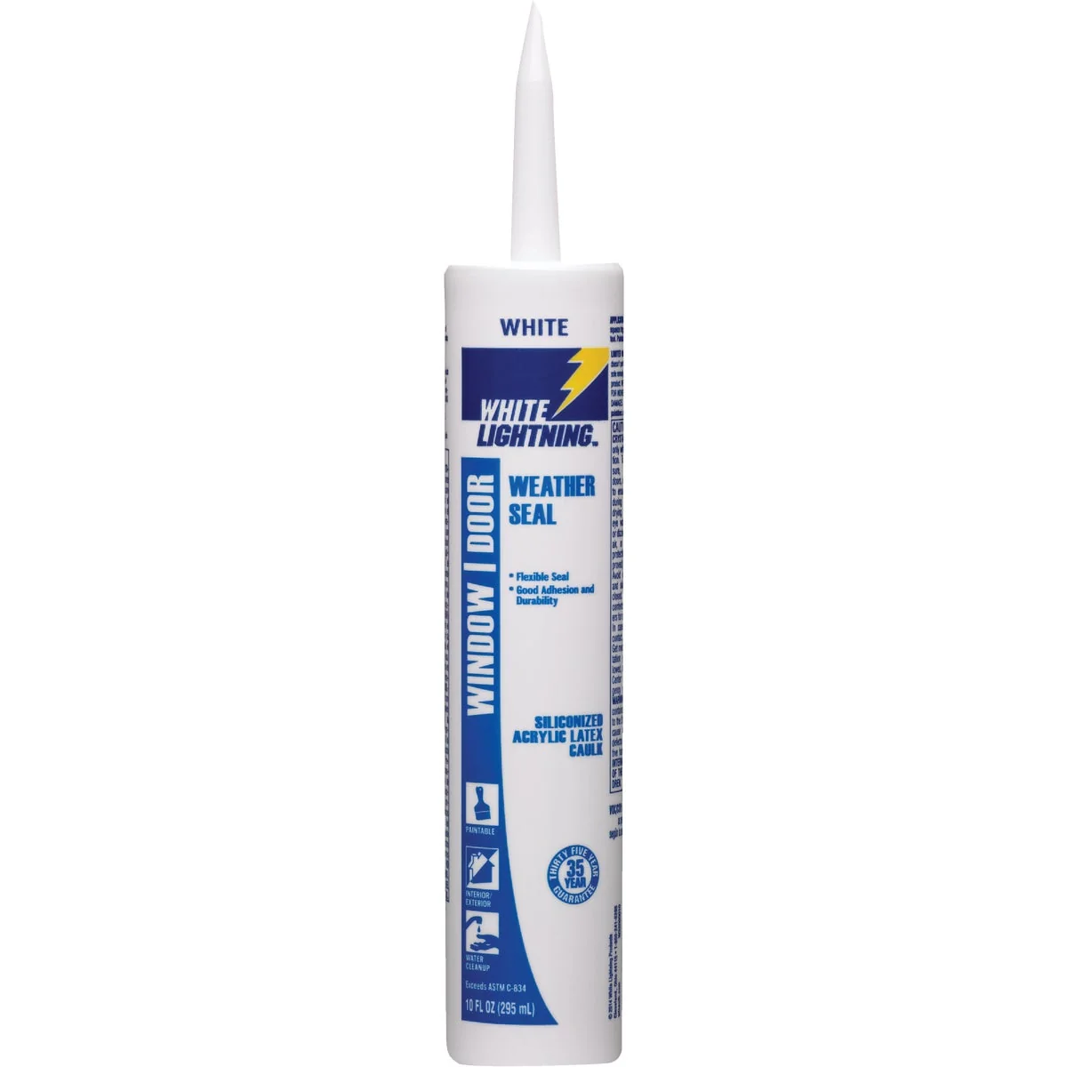 Fast White Lightning 10 Oz. Weather Seal Window and Door Siliconized Acrylic Latex Caulk Trusted