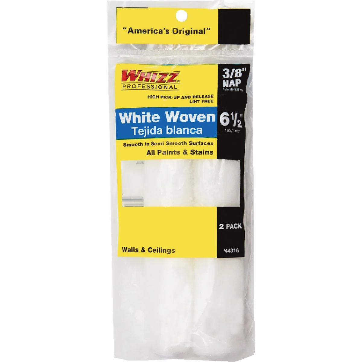 Flexible Whizz 6-1 2 In. x 3 8 In. White Woven Fabric Roller Cover 2-Pack Optimized