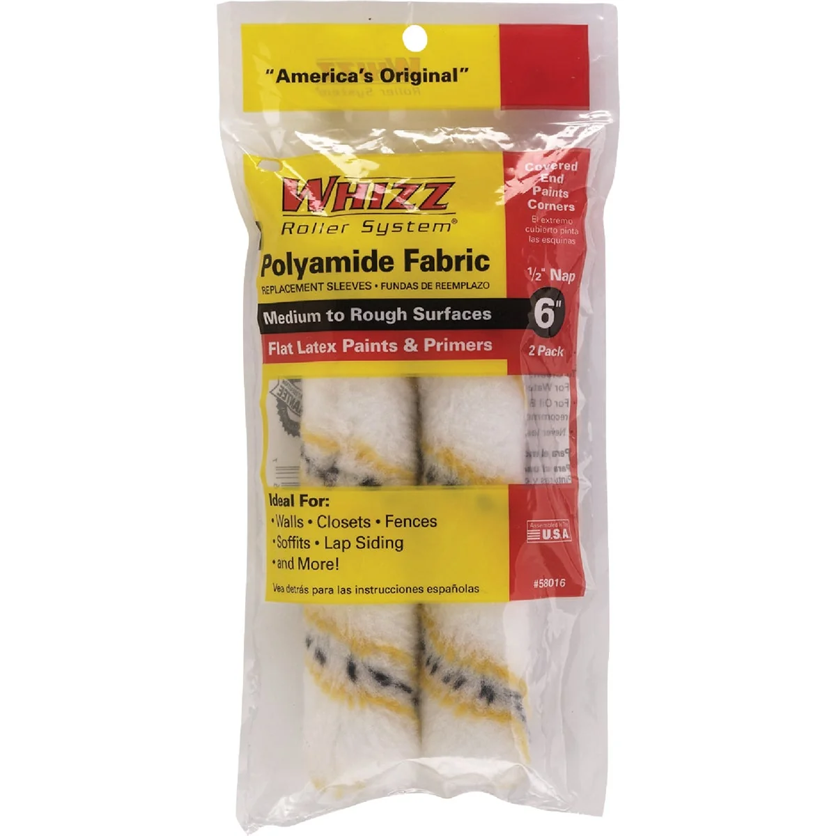 Durable Whizz Gold Stripe 6 In. x 1 2 In. Refill Woven Fabric Roller Cover 2-Pack Natural