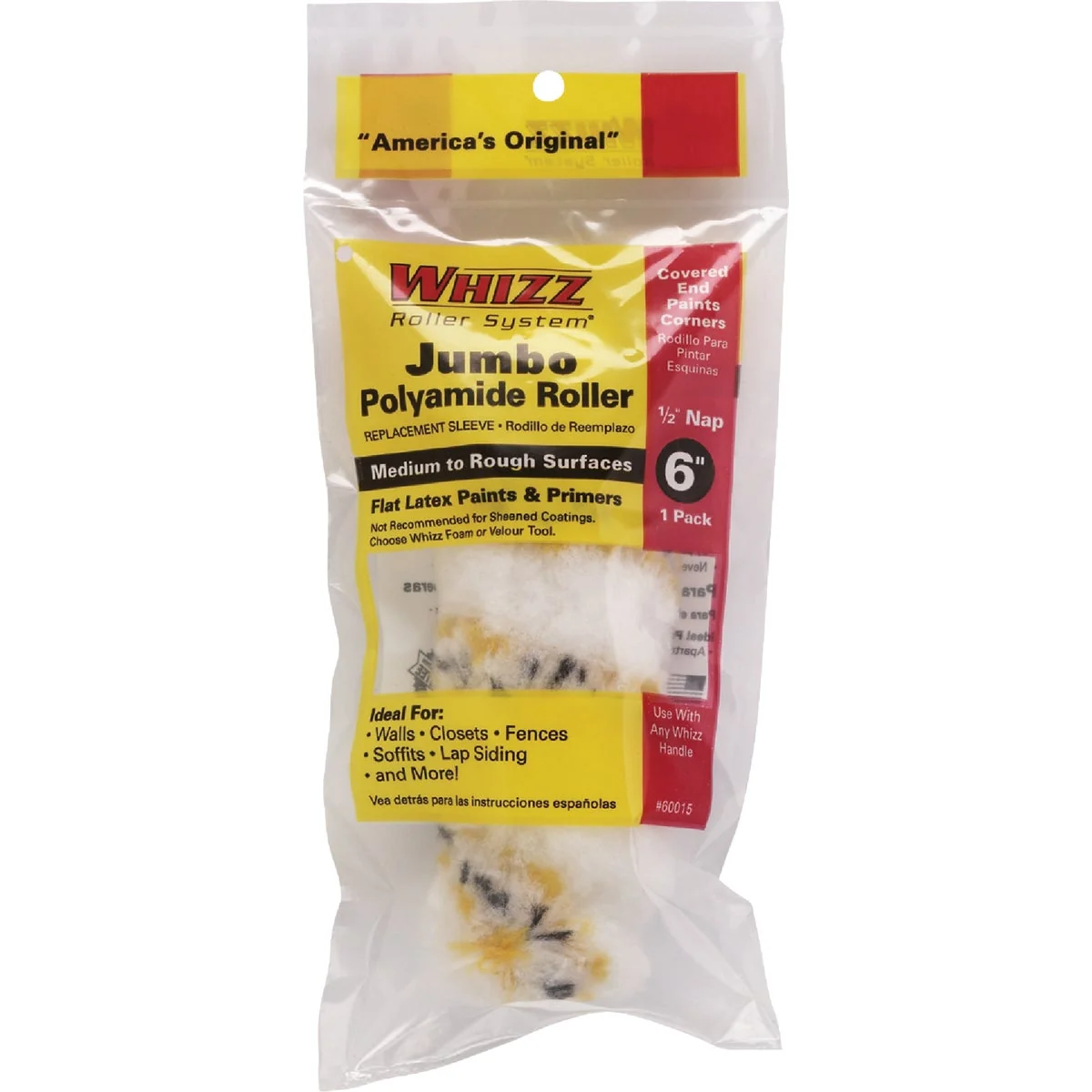Durable Whizz Premium Gold Stripe 6 In. x 1 2 In. Jumbo Woven Fabric Roller Cover Outstanding