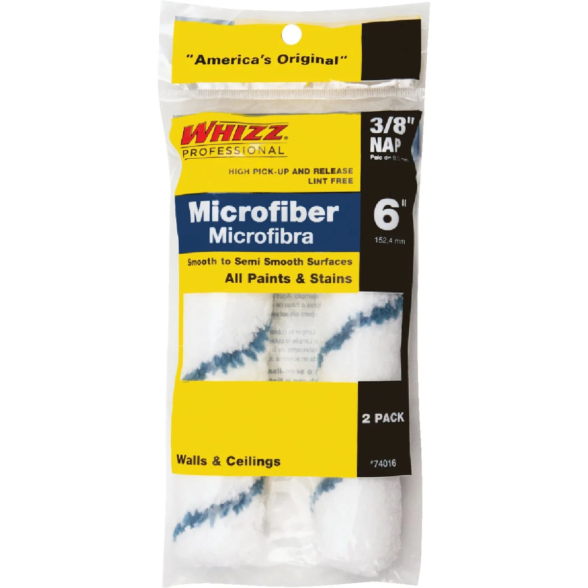High-Performance Whizz Xtra Sorb 6 In. x 3 8 In. Microfiber Roller Cover 2-Pack Reusable