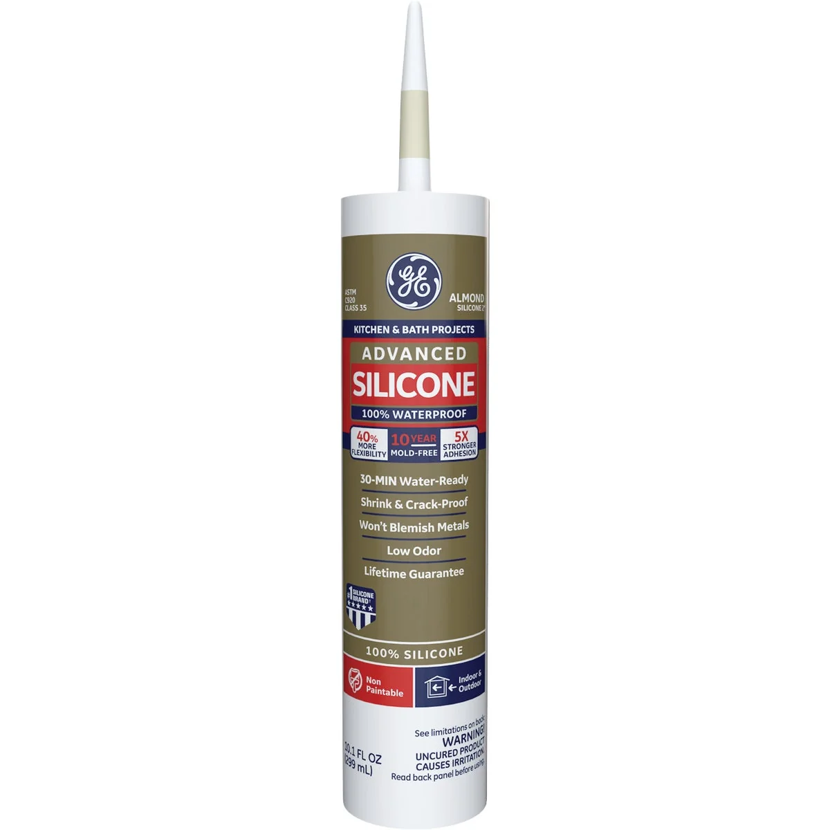 Superior GE Advanced Silicone 2 Kitchen Bath Sealant Almond 10.1oz Fashionable