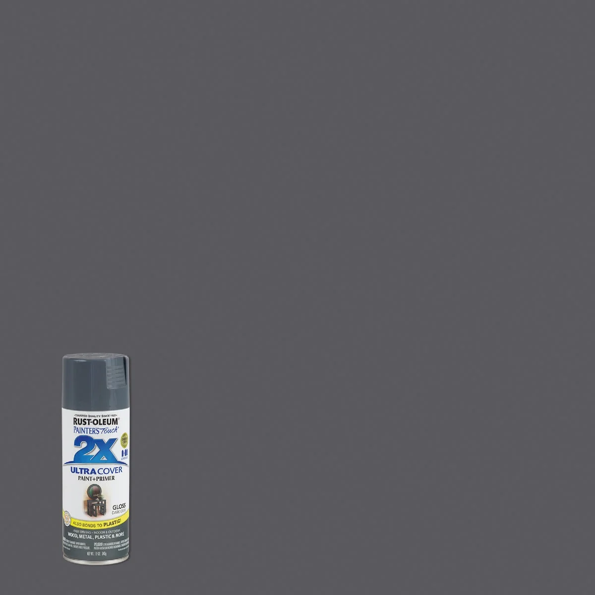 Premium Rust-Oleum Painter's Touch 2X Ultra Cover 12 Oz. Gloss Paint Primer Spray Paint Dark Gray Sophisticated