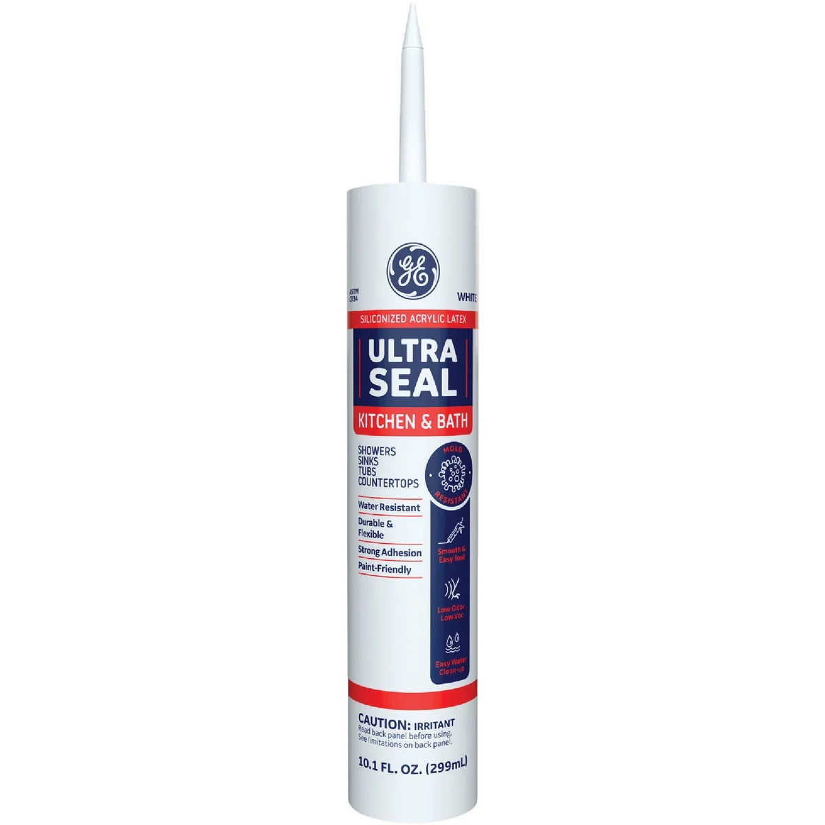 Professional GE Ultra Seal 10.1 Oz. White Siliconized Acrylic Latex Kitchen Bath Caulk Efficient