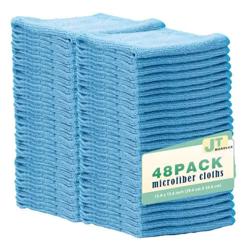 Environmentally Friendly 48 Pack 16'x16' Microfiber Household Cleaning Cloths 48 Count Dependable