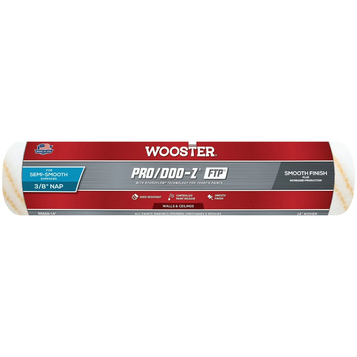 Advanced Wooster Pro Doo-Z FTP 14 In. x 3 8 In. Woven Fabric Roller Cover Exceptional