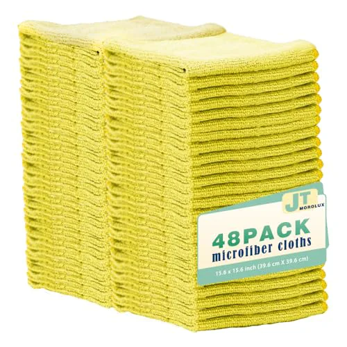 Dependable 48 Pack 16'x16' Microfiber Household Cleaning Cloths 48 Count Long-Lasting
