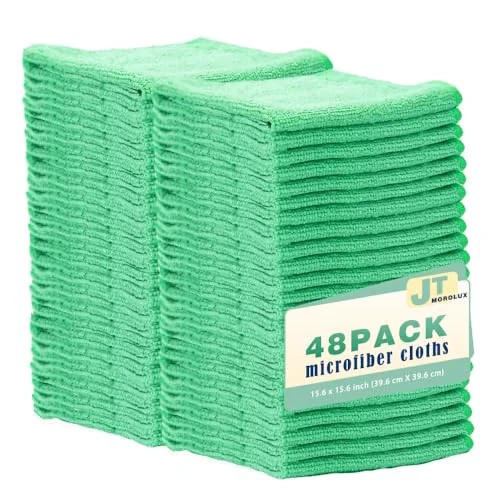Pure 48 Pack 16'x16' Microfiber Household Cleaning Cloths 48 Count High-Grade