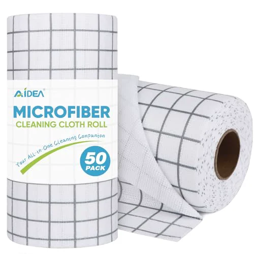 Premium Microfiber Cleaning Cloth Roll 50 Count Artisan