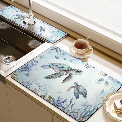 Secure 19.5 x 12 Dish Drying Mat 24 x 5.5 Sink Splash Guard Efficient