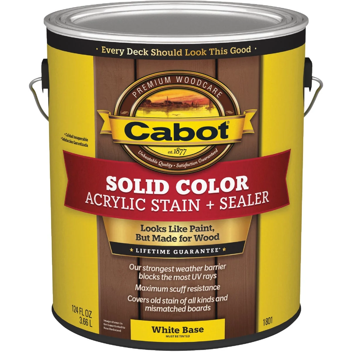 Minimalist Cabot Solid Color Acrylic Deck Stain White Base 1 Gal. Efficient