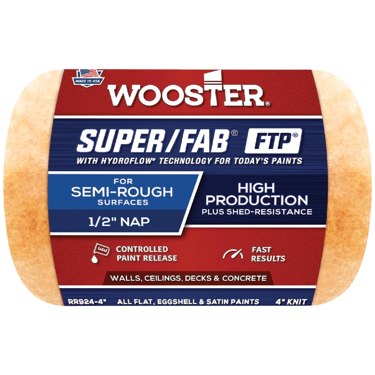 Responsible Wooster Super Fab FTP 4 In. x 1 2 In. Knit Fabric Roller Cover Breathable