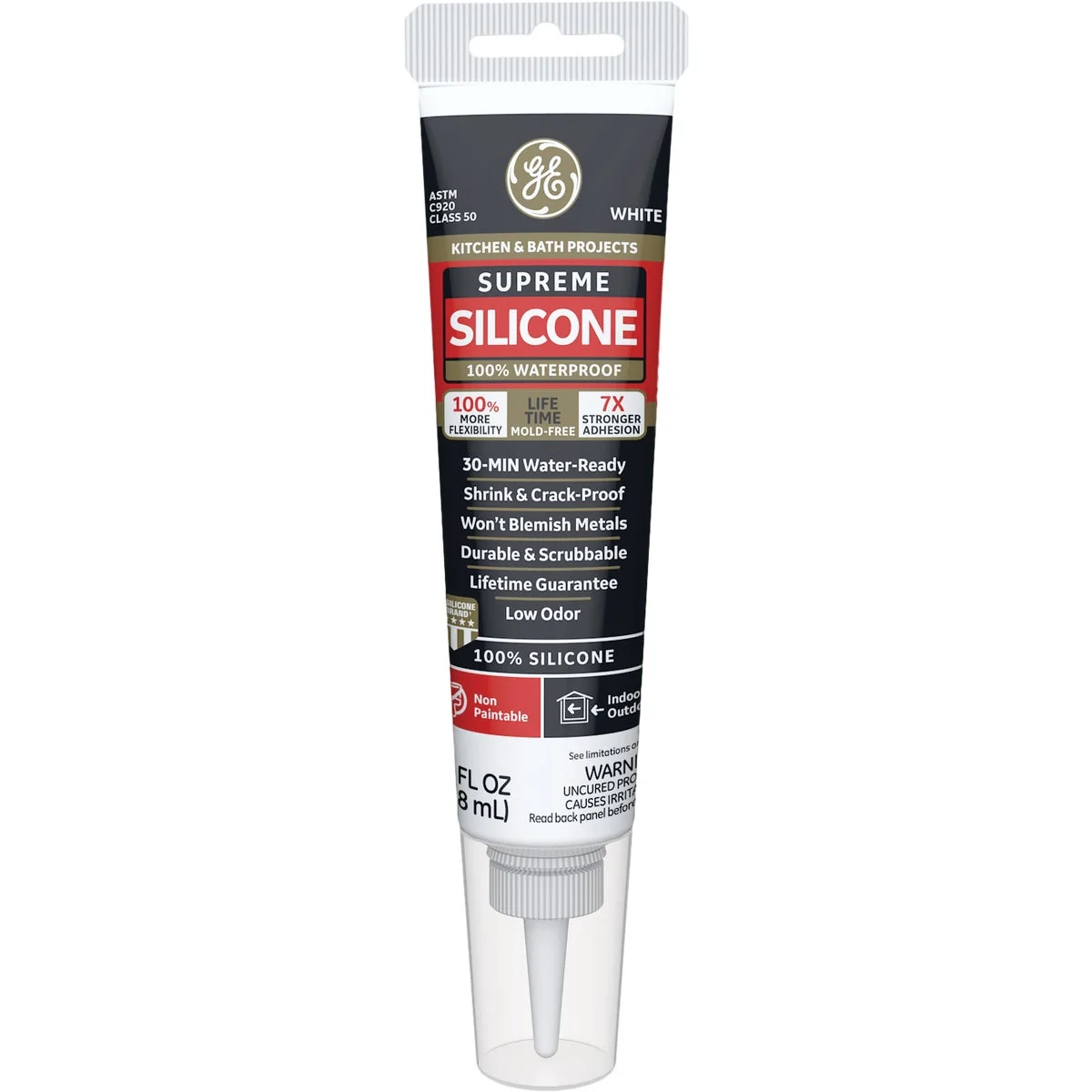 Original Design GE Supreme Silicone Kitchen Bath Sealant- Squeeze White 2.8oz Authentic