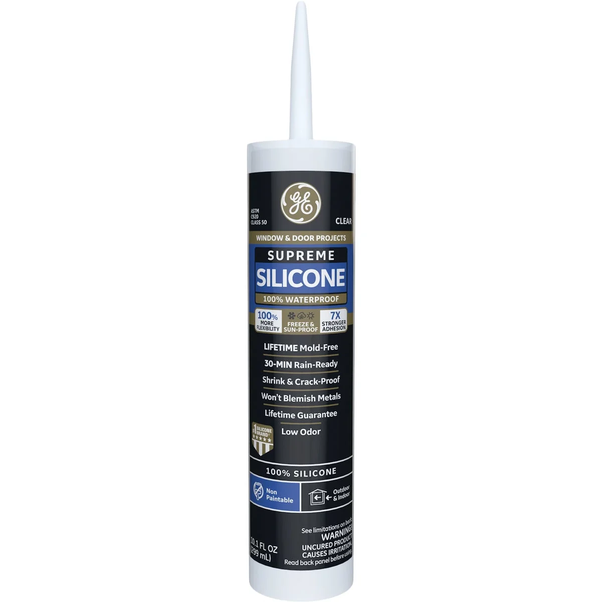 Advanced GE Supreme Silicone Window Door Sealant Clear 10.1oz Fine