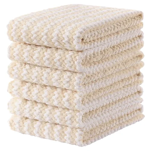 Flexible 6 Pack Coral Velvet Kitchen Towels 6 Count Green