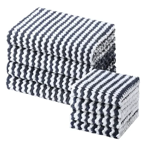Top-Quality 8 Pack Kitchen Towels and Dishcloths Set 8 Count Carefully Designed