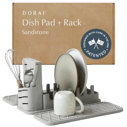 Reliable Home Collapsible Dish Drying Rack with Stone Dish Pad Environmentally Friendly
